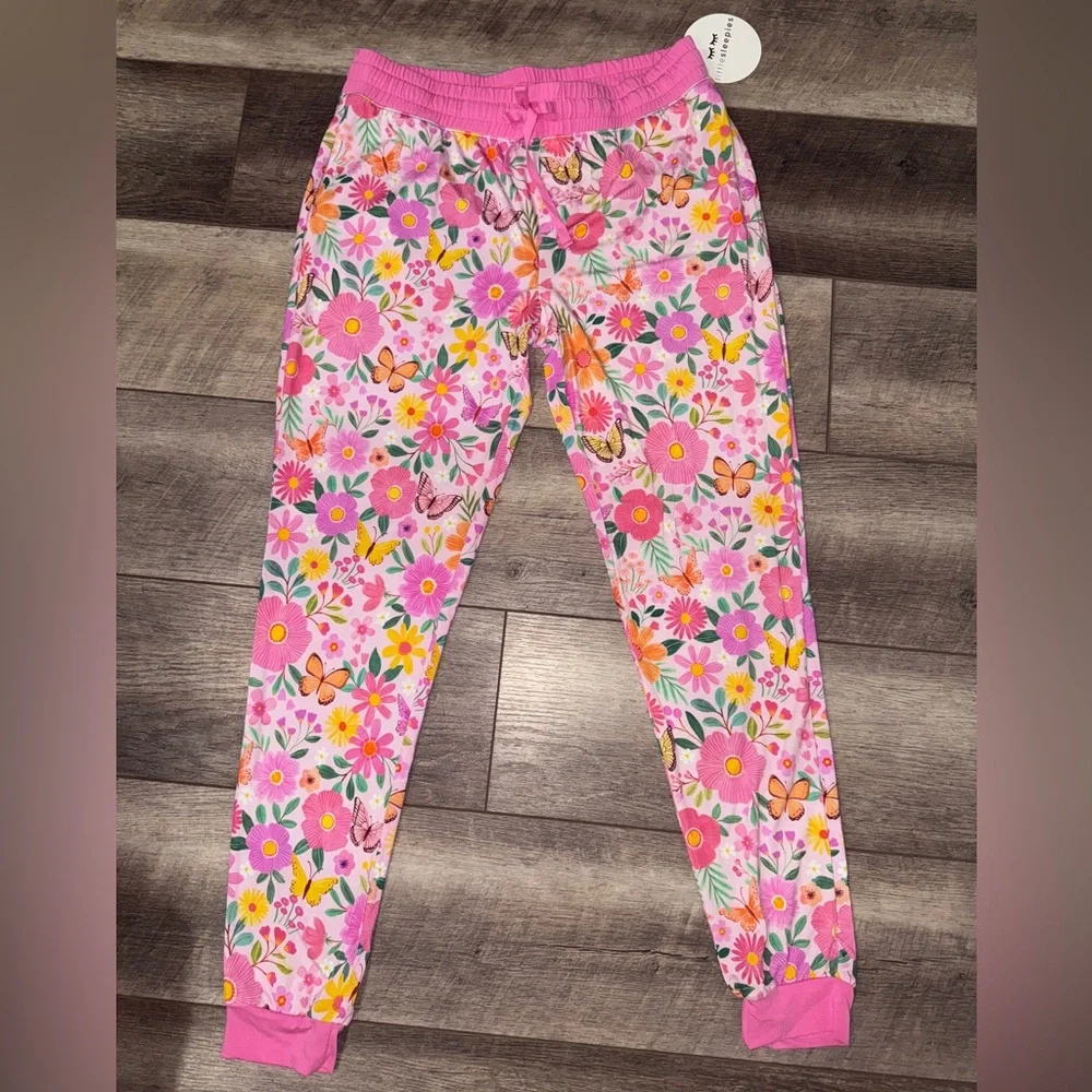 🦋🌼 Little Sleepies Pink Butterfly Blooms Women’s Small Cuffed Pajama Bottoms NWT - Picture 5 of 10